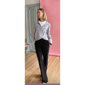 Djerf Avenue Getaway Top Grey Melange V Neck Long Sleeve Top